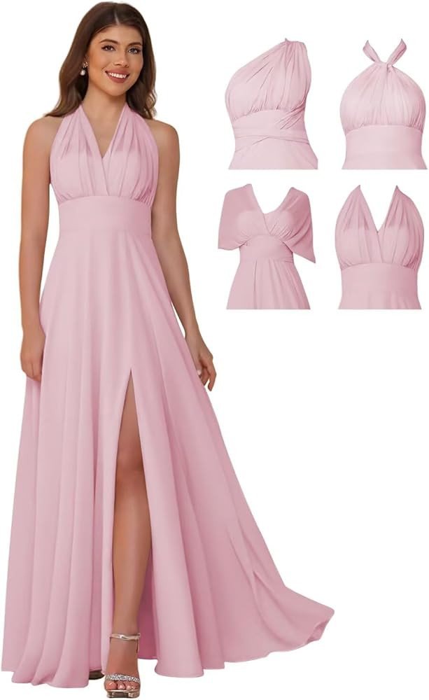 Convertible Infinity Dress for Bridesmaid Chiffon Multiway Transformer Wrap Dress with Slit QA245 | Amazon (US)
