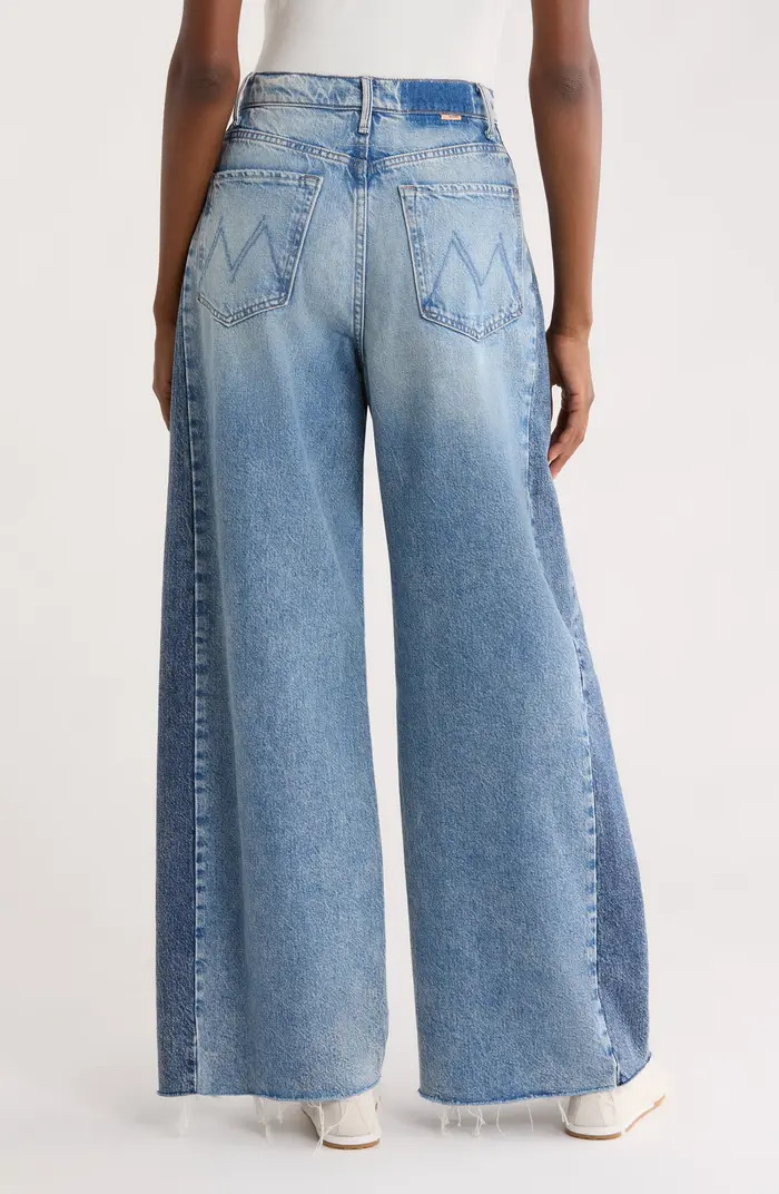 Pipe Dream Button Sneak High Waist Fray Hem Wide Leg Jeans | Nordstrom