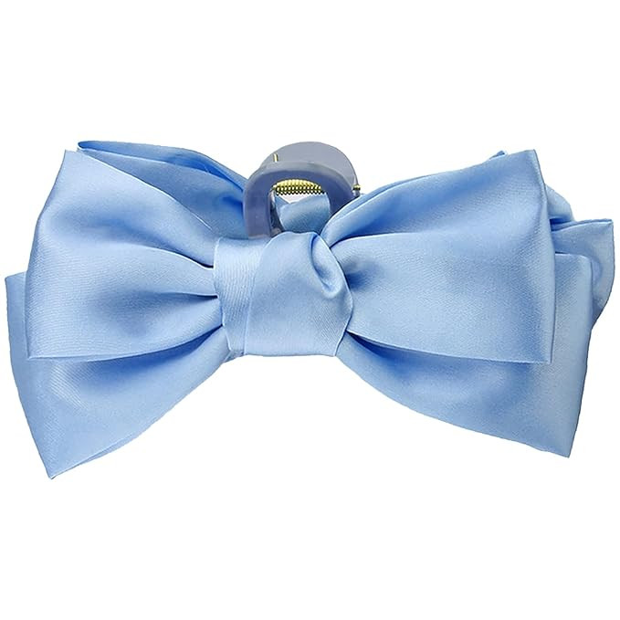 Blue Hair Bow Clip Large Blue Bows Hair Clips French Black Bow Hair Claw Clip Satin Bow-Knot Hair... | Amazon (US)