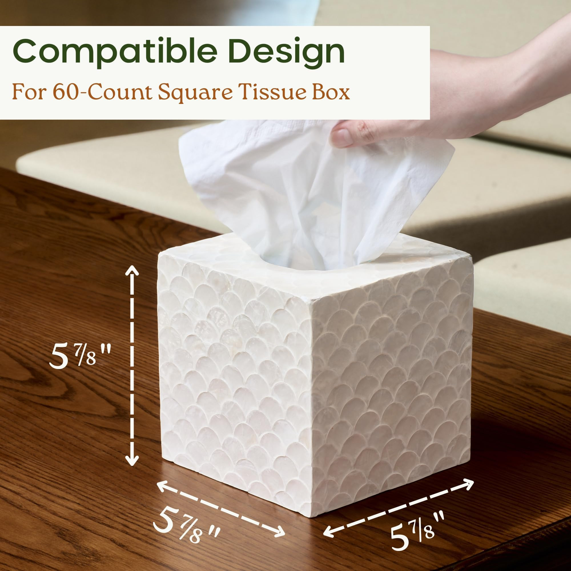 5.9” Capiz Tissue Box Cover, Square Decorative Tissue Holder with Bottom Slider, Handmade Bathr... | Amazon (US)