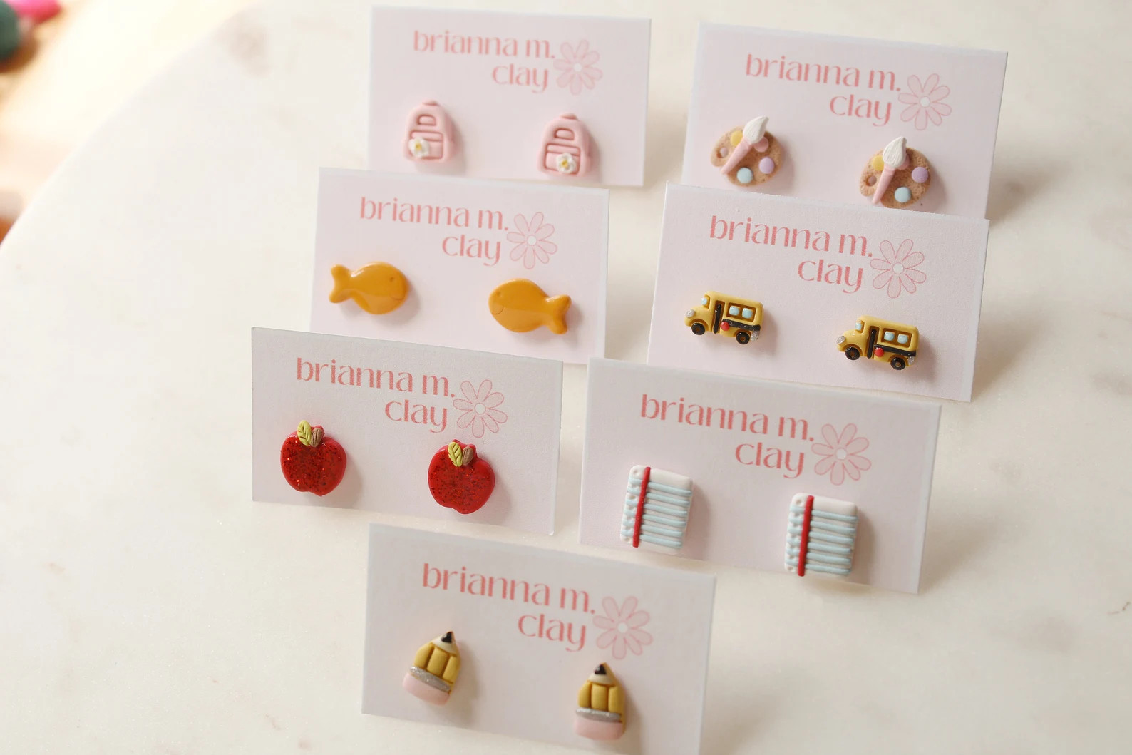 School/teacher Polymer Clay Stud Earrings - Etsy | Etsy (US)