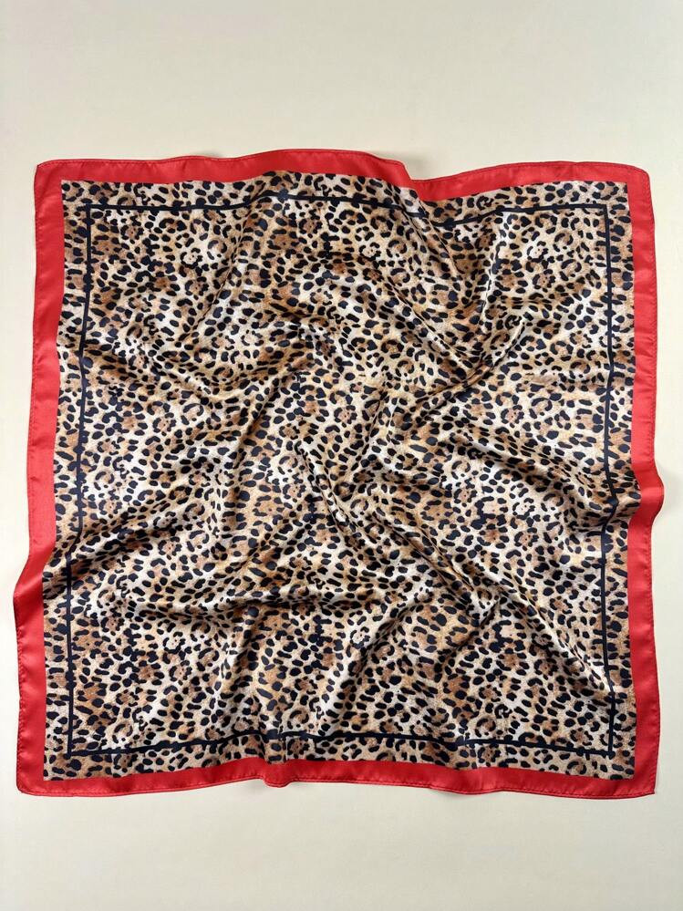 1PC Ladies Leopards Animal Print Square Scarf Elegant Neckerchief Bandana Women Satin Head Scarf Hair Accessories | SHEIN