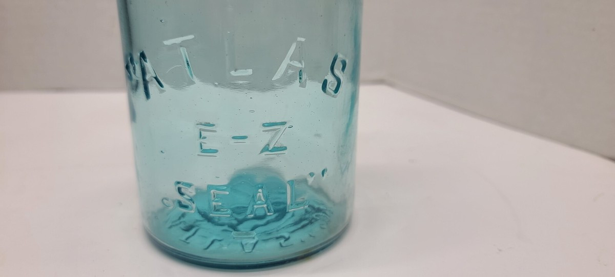 Atlas EZ Seal Quart Jar Vintage Canning Blue Glass Bail Top Aqua Mason 7" | eBay | eBay US