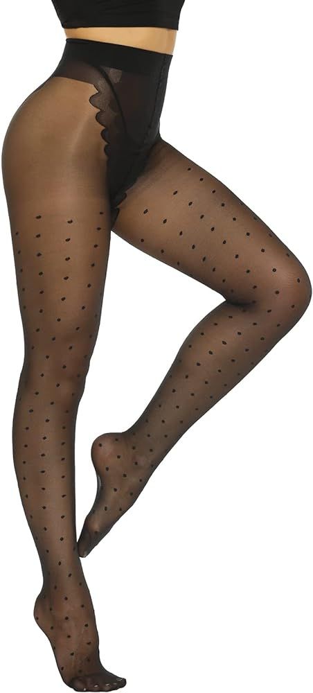 MANZI 20D Polka Dot Tights for Women Patterned Stockings for Women Sheer Ultra Thin High Waist Pa... | Amazon (US)