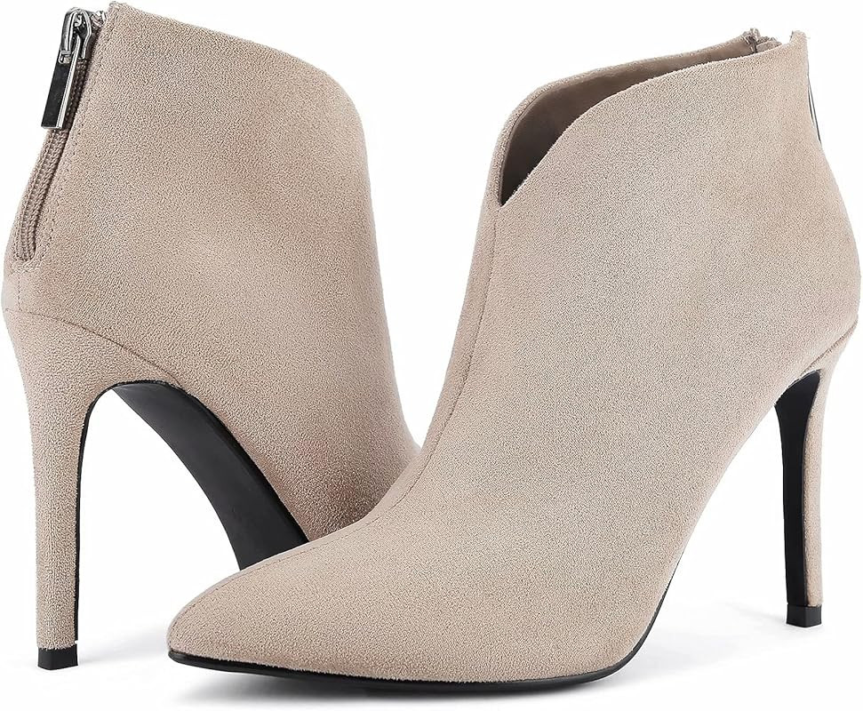 Greatonu Women's High Heel Boots Sexy Stiletto V Shape Pointy Toe Ankle Booties | Amazon (US)