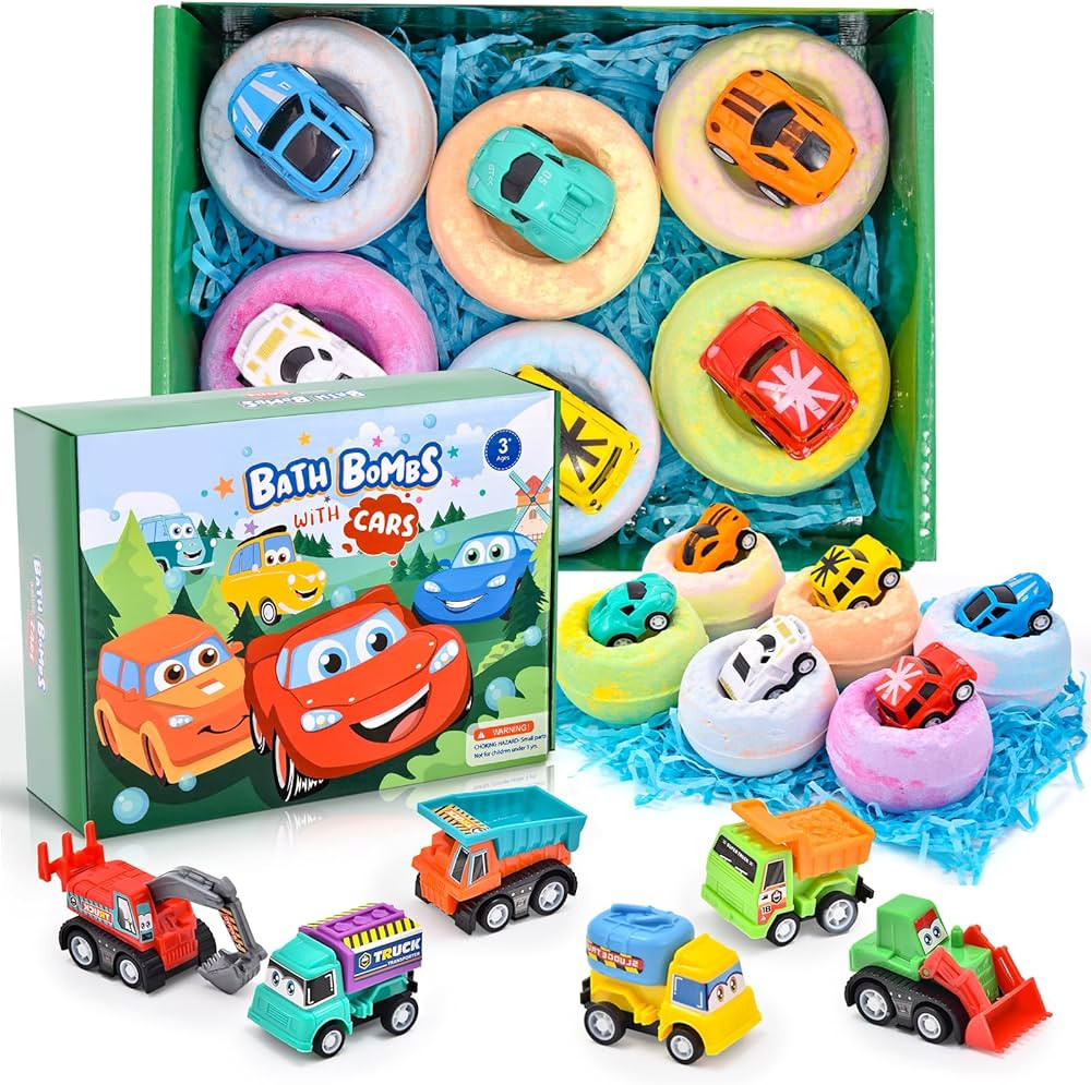 Bath Bombs for Kids with Surprise Car Toys, 6 Pack Kids Bath Bombs for Boys Pull-Back Cars Natura... | Amazon (US)