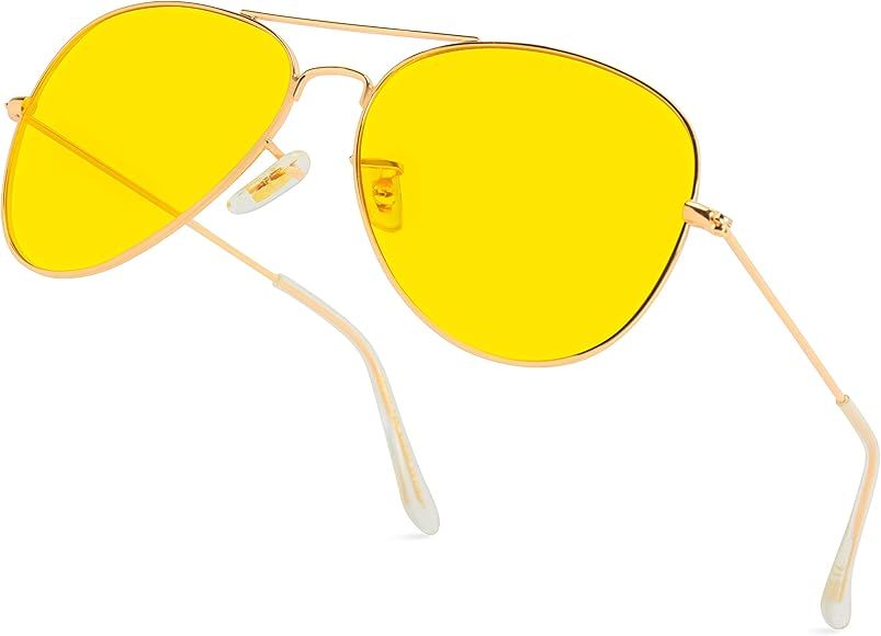 Classic Aviator Style Metal Frame Sunglasses Colored Lens | Amazon (US)