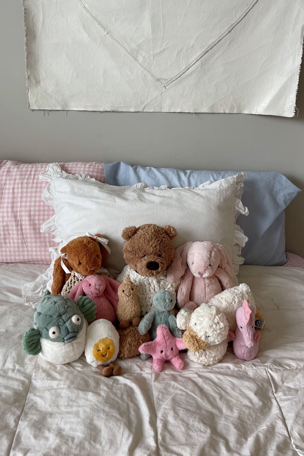 My jellycat collection 🫶🏼 bought most of these from jellycat, local bookstores, & Nordstrom online! 

#LTKbaby #LTKhome