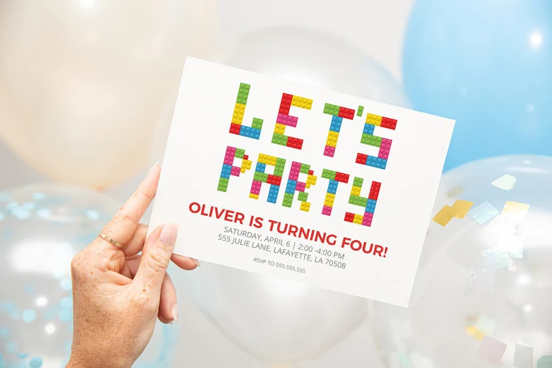 Building Blocks Birthday Party Invitations | Builder Invites | Printable Instant Download | Etsy (US)