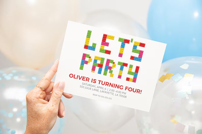 Building Blocks Birthday Party Invitations | Builder Invites | Printable Instant Download | Etsy (US)