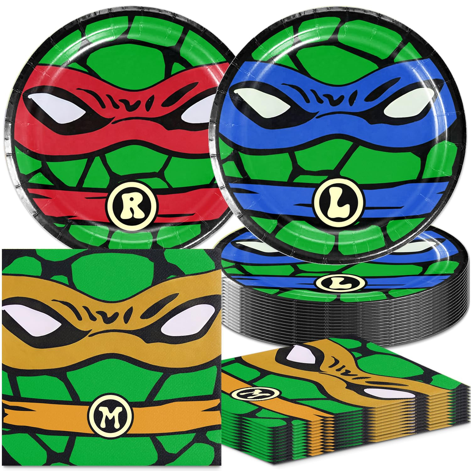 40Pcs Ninja Birthday Party Supplies Plates and Napkins for 20 Guests Tableware Turtles for Kids B... | Amazon (US)