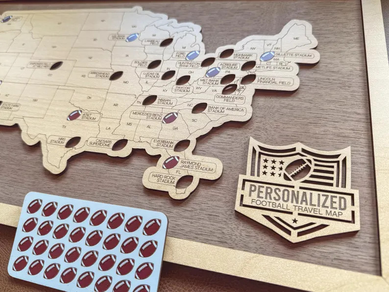 Football Stadiums Map, the ORIGINAL Viral Custom Tracker, Football Stadiums Sign, Fathers Day Gif... | Etsy (US)