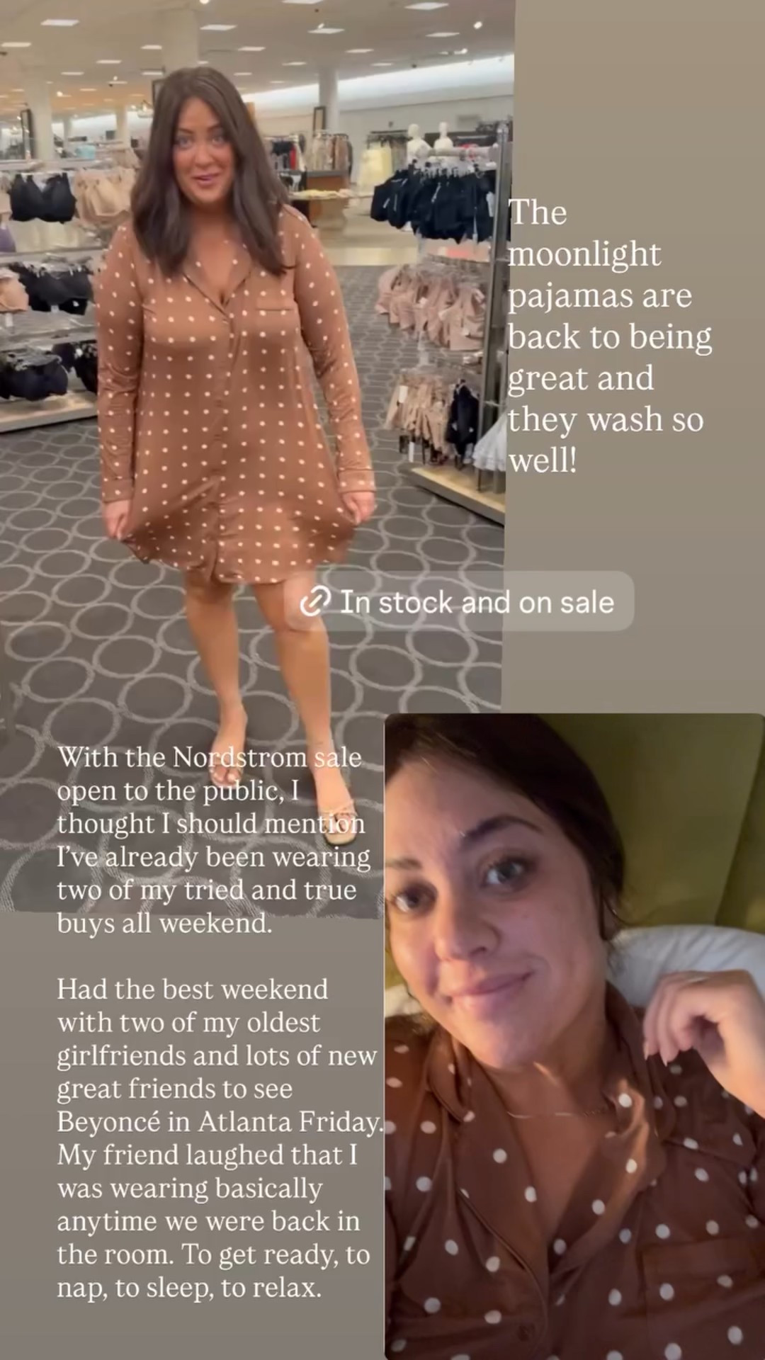 The Moonlight pajamas are back to being great, and wash so well! These pajamas will always be one of our top @Nordstrom recommendations. 
I had the best weekend in Atlanta seeing Beyoncé with some new and old besties. I wore these pajamas to get ready, nap, relax, and to sleep!

#LTKSaleAlert #LTKPlusSize #LTKMidsize