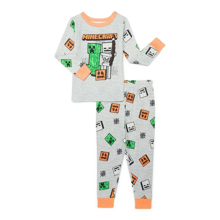 Minecraft Boys Long Sleeve Tee and Pants Pajama Set, 2-Piece, Sizes 4-10 | Walmart (US)