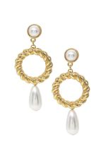 Twisted Drop Pearl 18k Gold Plated Earrings | Ettika