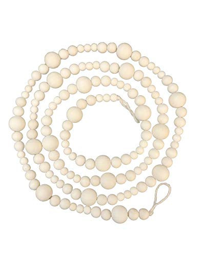 Wood Bead Garland Without Tassels, 84 Inch Natural Wooden Beads Garland, 7 Feet Handmade Boho Decor, Coffee Table Decor | Amazon (US)