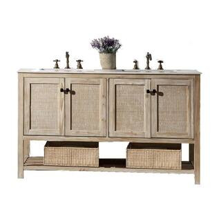 60 in.White Wash Vanity in White Marble Top With White Basin WH5160 - The Home Depot | The Home Depot