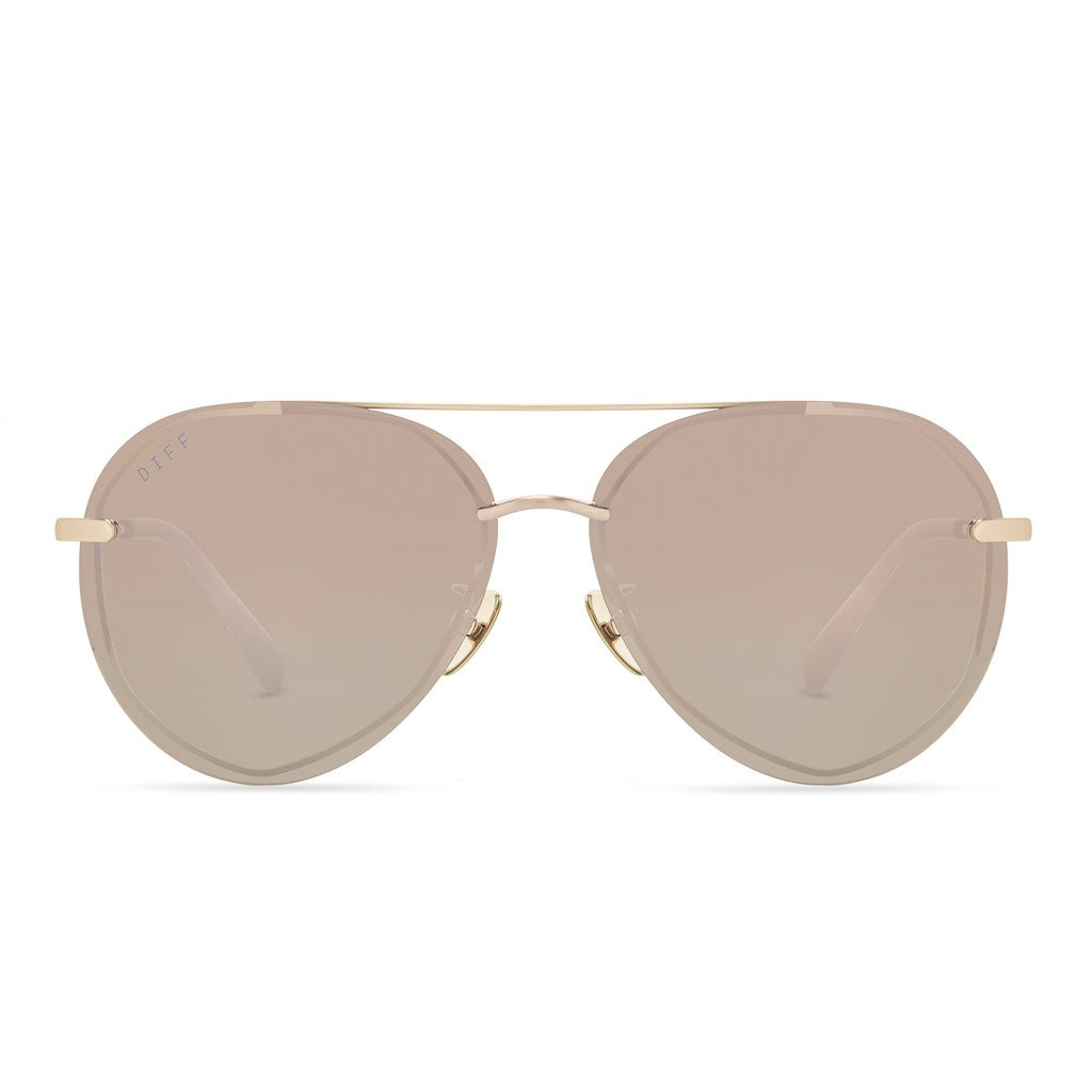 LENOX - BRUSHED GOLD + CHERRY BLOSSOM MIRROR SUNGLASSES | DIFF Eyewear
