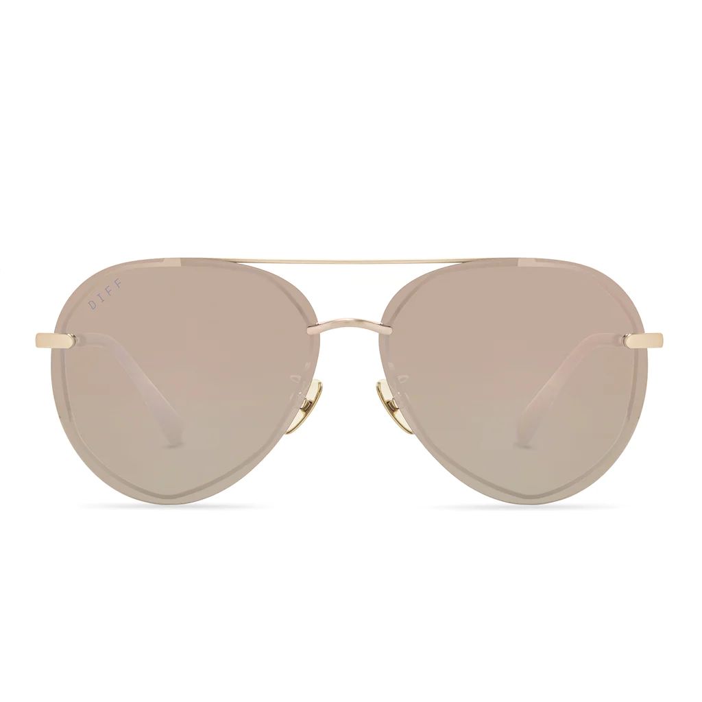 LENOX - BRUSHED GOLD + CHERRY BLOSSOM MIRROR SUNGLASSES | DIFF Eyewear