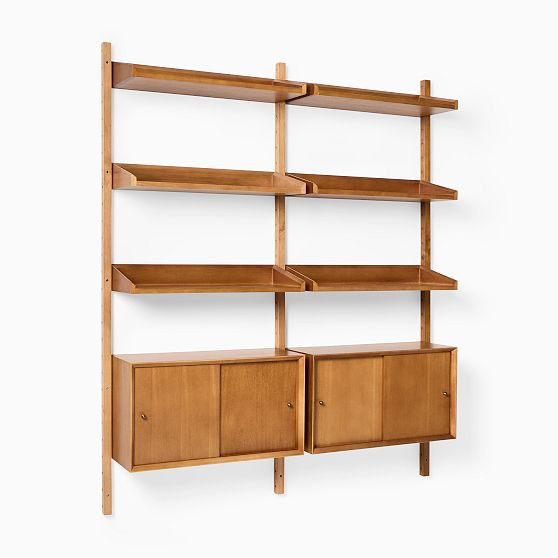 Mid-Century Modular Set - Storage Bookshelf (Set of 2), Acorn | West Elm (US)