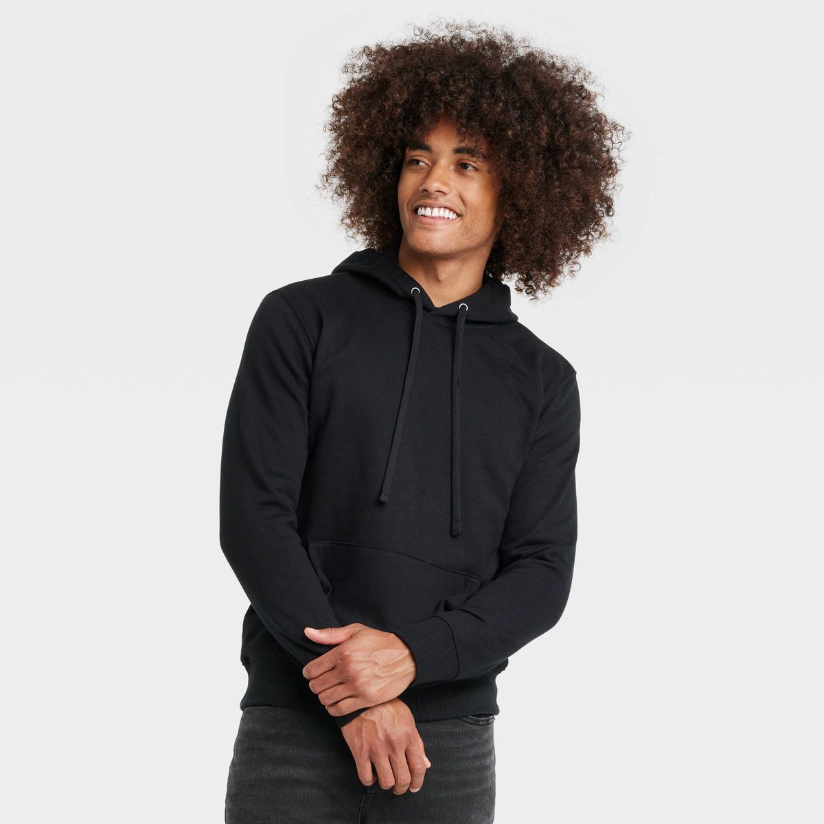 Men's Regular Fit Hooded Sweatshirt - Goodfellow & Co™ Black L | Target