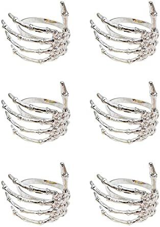 LAPUTA 6Pcs/Set Halloween Decorations Napkin Ring Creative Horror Skeleton Hand Exquisite Scary A... | Amazon (US)