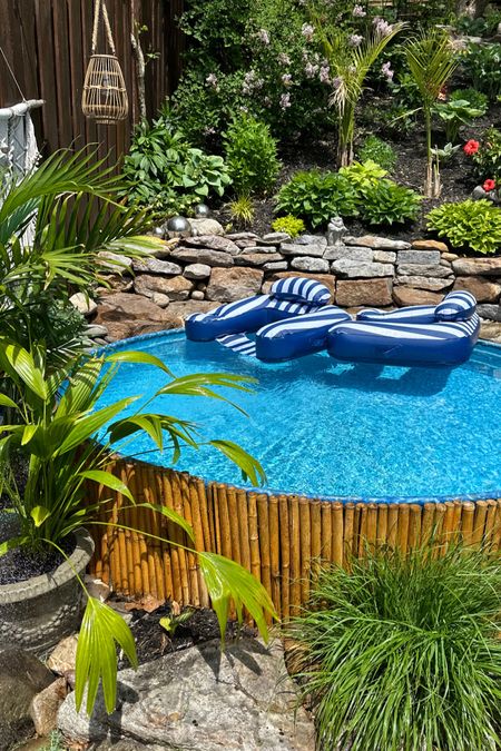 My favorite cheap pool floats in blue and white stripes 

#LTKSeasonal #LTKSaleAlert #LTKHome