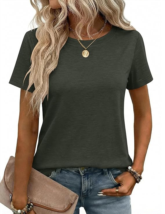 Zeagoo Womens Tshirt Short Sleeve Summer Tops Crewneck Casual Basic Tee Shirts Spring Clothes Tre... | Amazon (US)