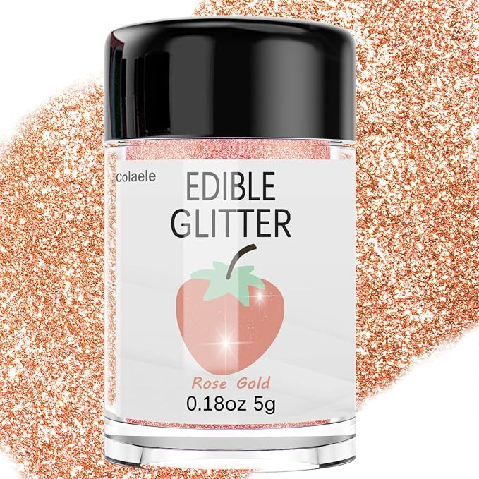 Rose Gold Edible Glitter for Cakes Drinks - Colaele 5 grams Food Grade Luster Dust Glimmer Powder... | Amazon (US)