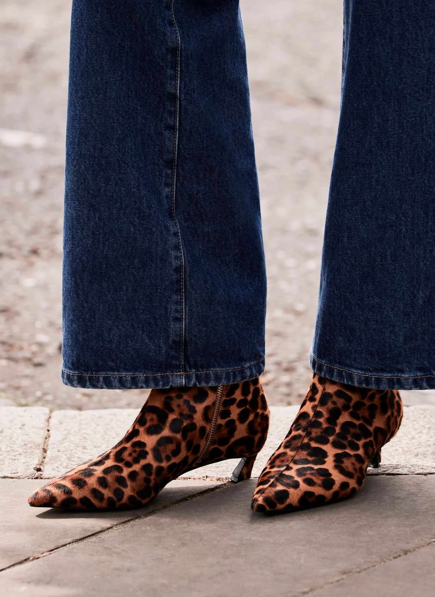 Leopard Print Leather Textured Ankle Boot | Mint Velvet (US)