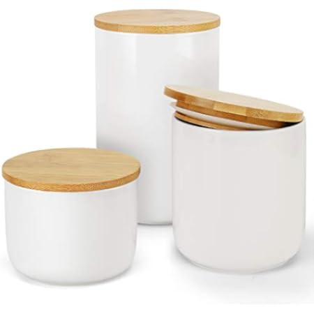 hjn Food Storage Jar White Ceramic Food Storage Canister for Serving Coffee, Tea, Bean and More/ A S | Amazon (US)