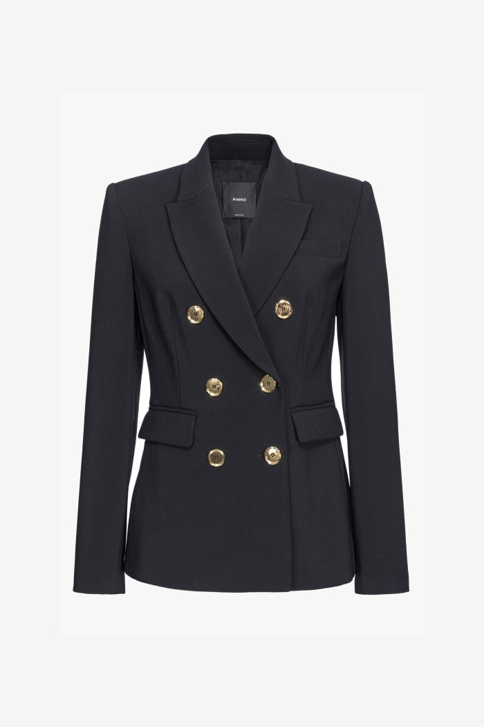 Double-breasted blazer with metal buttons | PINKO (Global)