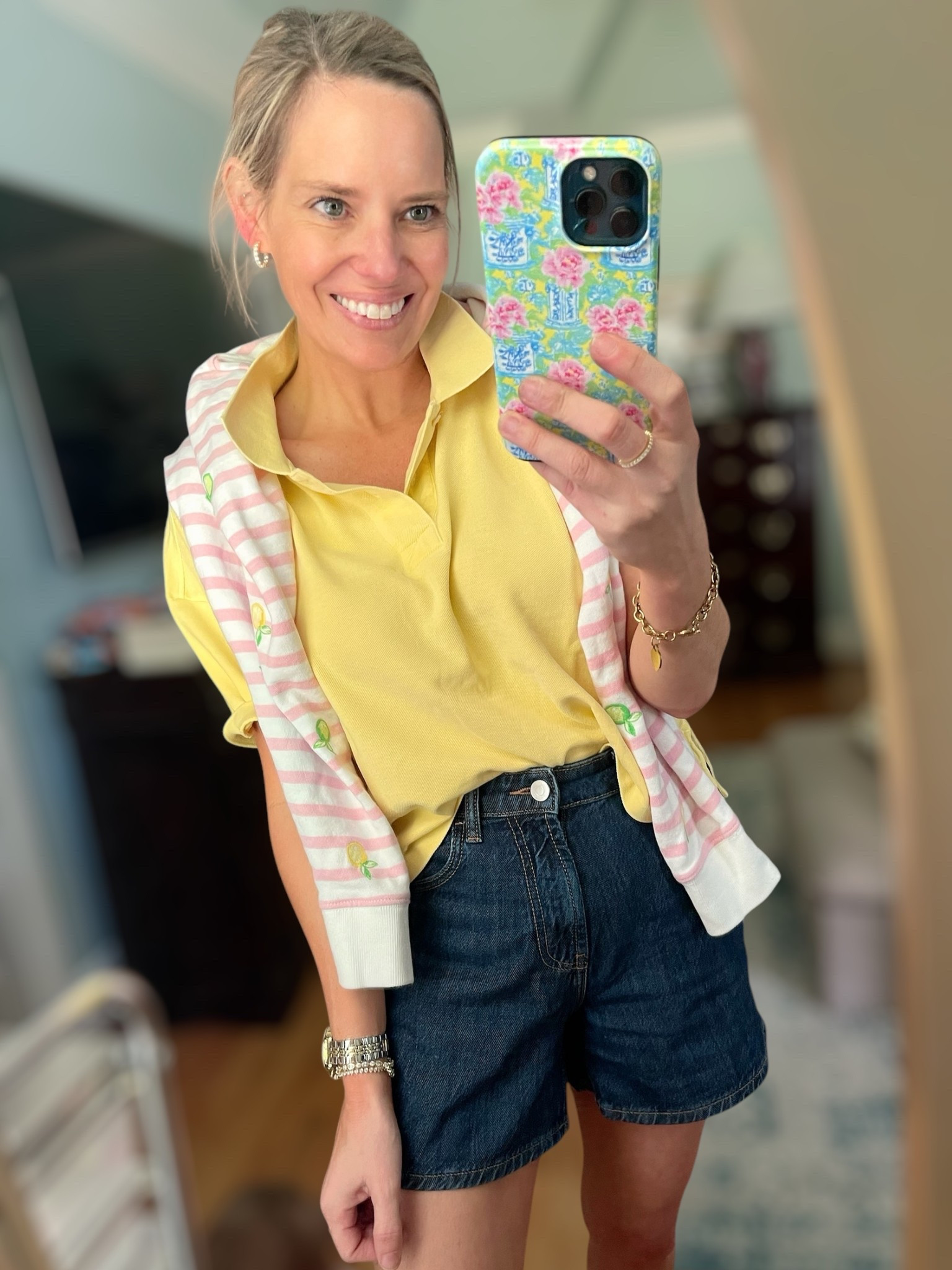 Code ASHLEYBA for 10% off my Melinda Maria jewelry!
This sunny yellow Tuckernuck polo is serving preppy perfection! The Limoncello Pique Holmes Boyfriend Polo has a relaxed, lived-in fit that’s equal parts polished and playful. I paired it with dark denim shorts, gold buckle sandals, and layered a striped sweater over my shoulders for that coastal cool girl vibe.

Wearing:
	•	Tuckernuck Limoncello Pique Holmes Polo (size S)
	•	Dark denim shorts (wearing size 26 for relaxed fit)
	•	Striped sweater
	•	Gold buckle sandals
	•	Melinda Maria jewelry – ASHLEYBA for 10% off

Style tip: Pop the collar and do a front tuck to channel classic Hamptons energy!

Tuckernuck polo outfit, Limoncello Holmes polo, preppy summer outfit, coastal grandmother fashion, Tuckernuck style inspo, Melinda Maria jewelry

Shop it all on my LTK!
#TuckernuckStyle #PreppyVibes #CoastalCool #SummerOOTD #MelindaMaria #mymmloveletter #ClassicStyle #YellowPolo #LTKsummer #OutfitInspo

#LTKFindsUnder50 #LTKOver40 #LTKFindsUnder100