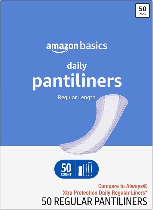 Amazon Basics Daily Pantiliner, Regular Length, Thin Absorbent Feminine Pads for Women, Unscented... | Amazon (US)