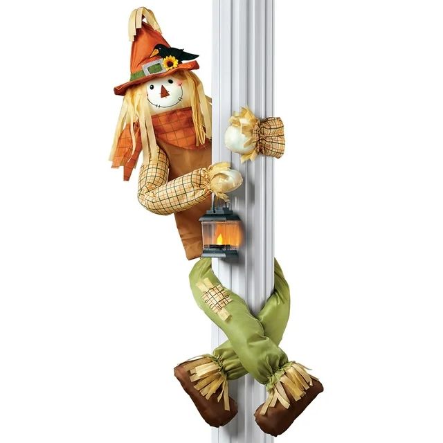 Collections Etc Scarecrow Hugger with Lantern Fall Outdoor or Indoor Decoration, Lighted Porch D... | Walmart (US)