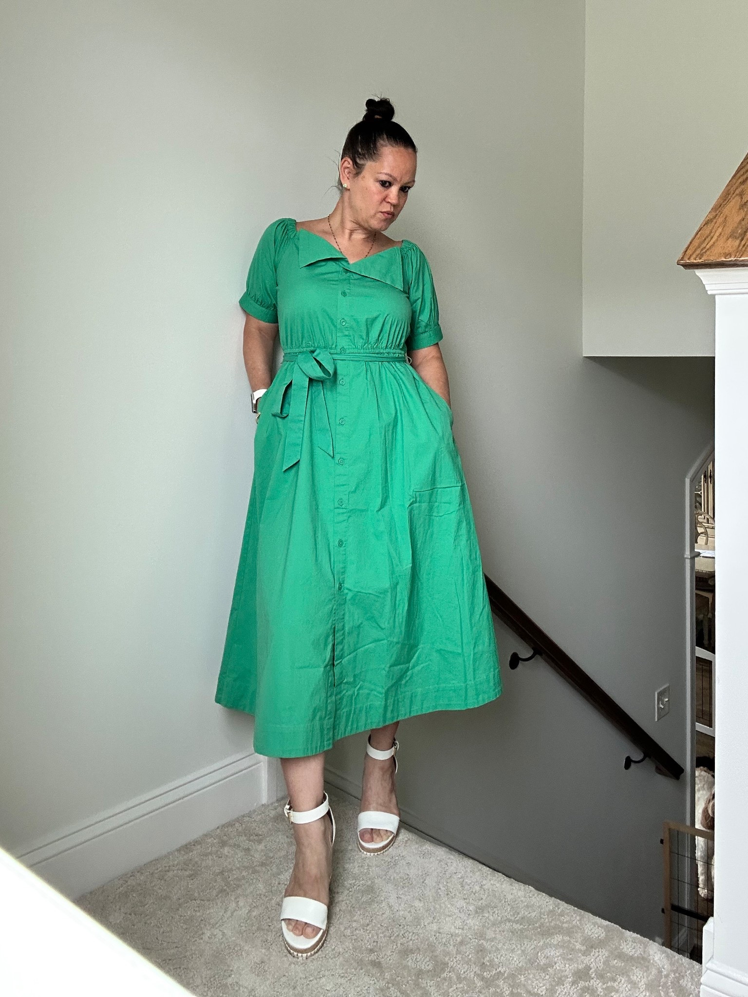 This bold green dress is everything spring and summer style should be, easy, flattering, and effortlessly chic. #loveloft

#LTKSummerEdit #LTKPetite #LTKOver40