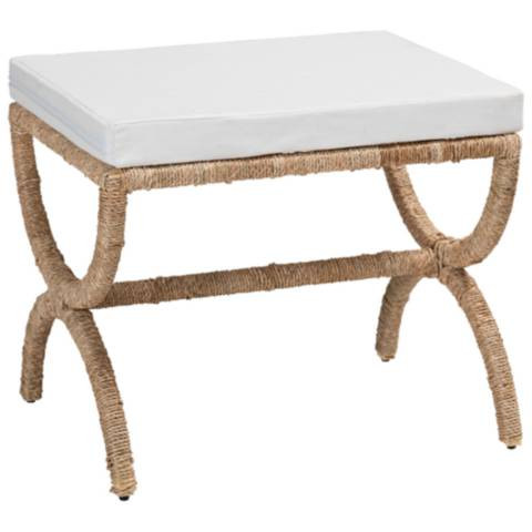 bali & pari Maliyah Japandi Natural Seagrass Ottoman | Lamps Plus