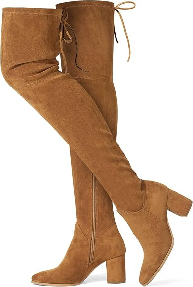 Women's Over The Knee Boots Thigh High Boots Block Heel Suede Long Boots Pointed Toe Tall Boots f... | Amazon (US)