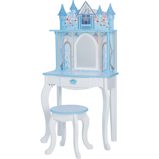 Dreamland Castle Play Vanity Set, White/Ice Blue | Maisonette