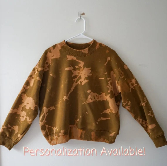 Bleach Tie Dye Sweatshirt | Personalized Crewneck Sweater | Acid Wash Sweatshirt | Reverse Dye Fl... | Etsy (US)