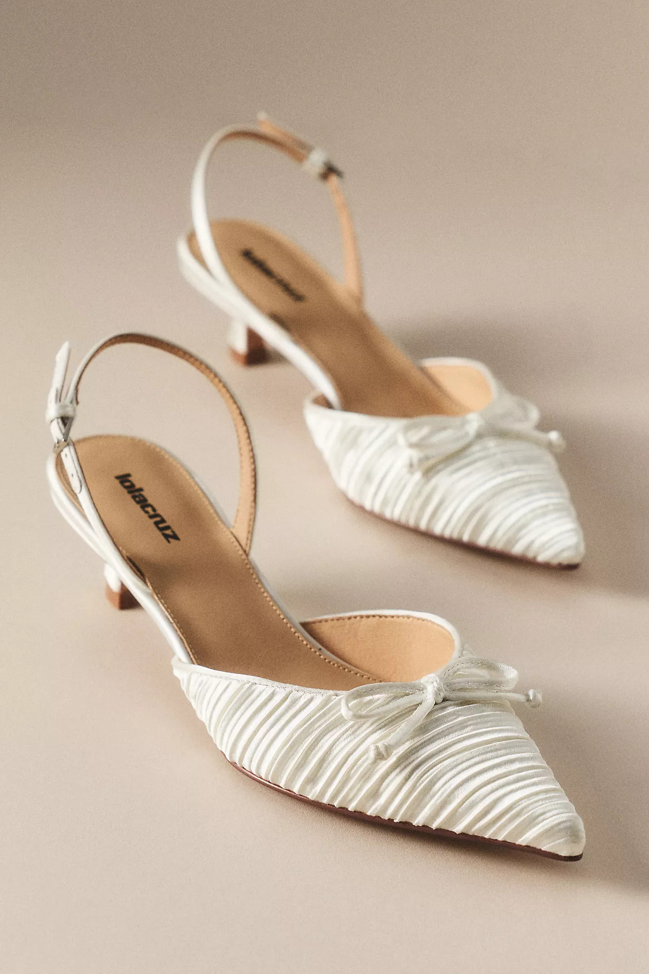 Lola Cruz Pleated Bow Kitten Heels | Anthropologie (US)