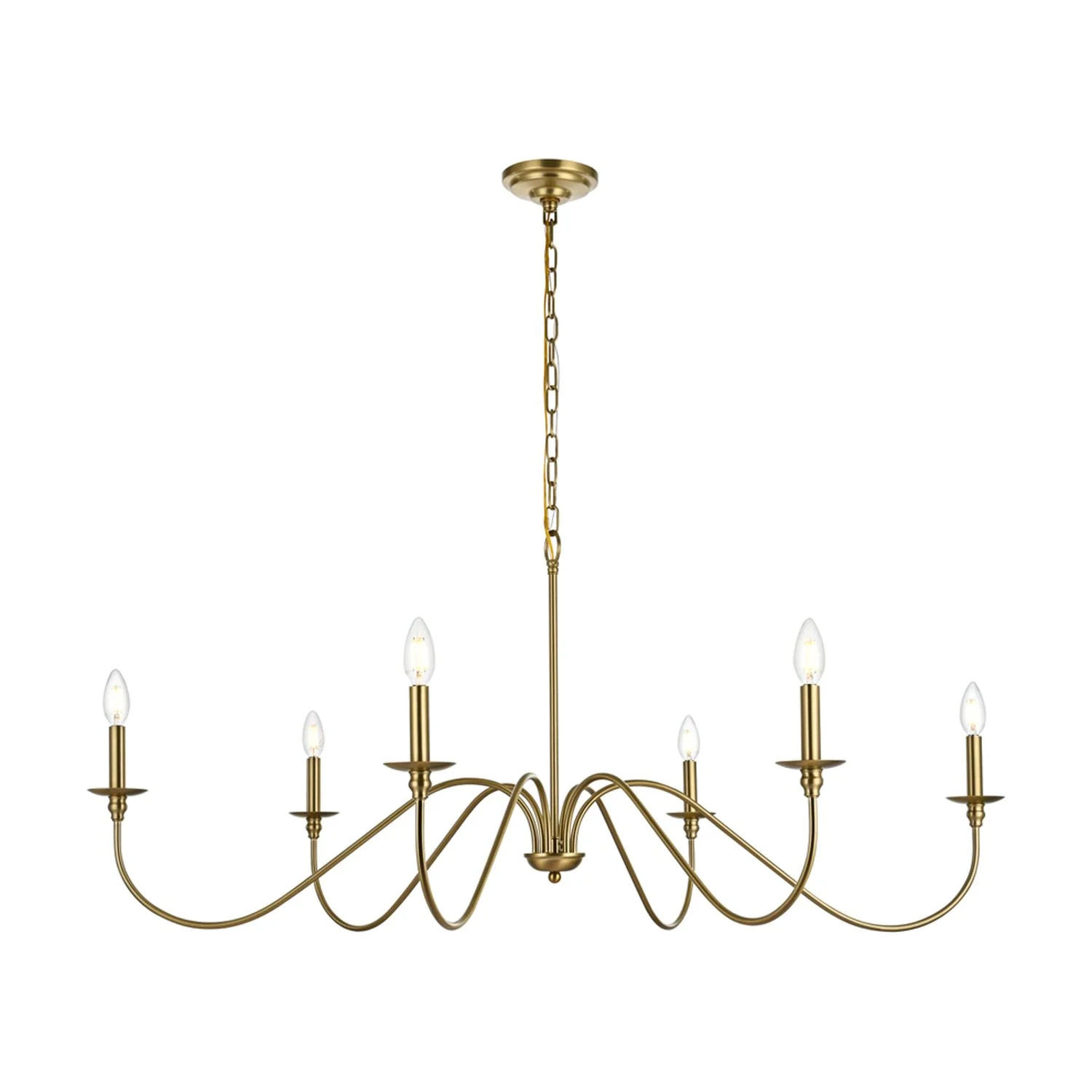 Living District Rohan 48" 6-Light Transitional Metal Chandelier in Satin Gold | Walmart (US)
