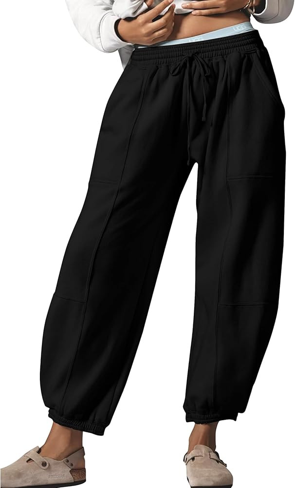 OPCAKM Women's Baggy Sweatpants Elastic Waist Loose Lounge Athletic Joggers Pants with Pockets | Amazon (US)