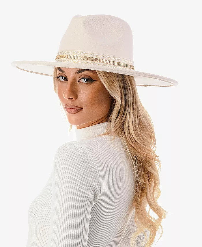 Marcus Adler Women's Metallic Trim Wool Blend Panama Hat & Reviews - Cold Weather Accessories - H... | Macys (US)