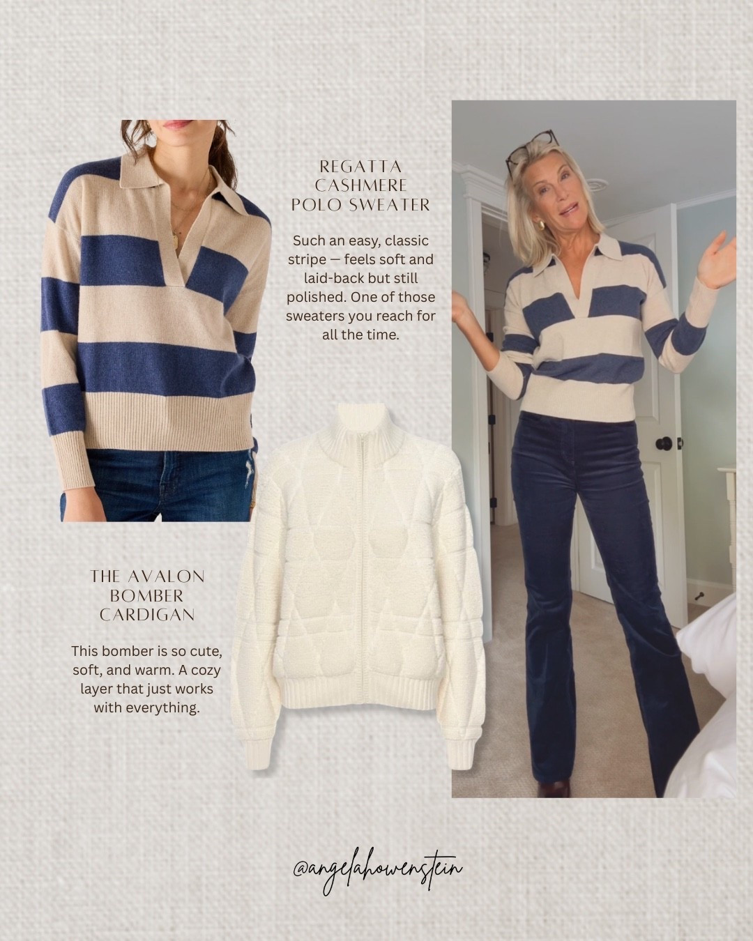 Loving this classic cashmere stripe for everyday — so soft and easy to style. And the bomber? Cute, warm, and goes with everything.

#ltkfashion #ltkstyle #ltkwinter #cashmerestyle #classiclook #casualoutfit #everydaystyle #sweaterweather



#LTKOver40 #LTKootd #LTKSeasonal