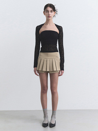 PLEATS MINI SKIRT SHORTS, BEIGE | (주)더블유컨셉코리아/W Concept(KR)