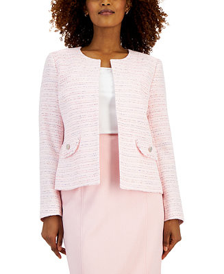 Women's Tweed Fringe-Trim Collarless Jacket | Macy's