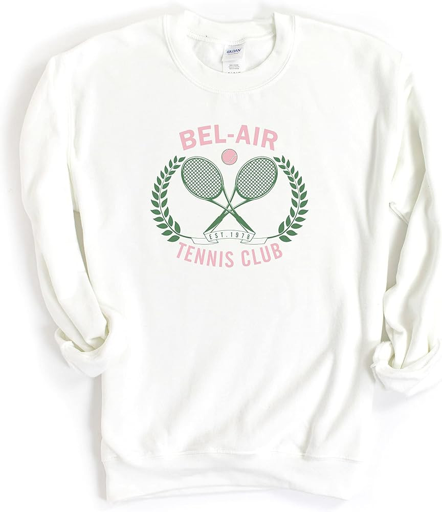Adult Bel-Air Tennis Club Sweatshirt, Vintage Tennis Sweatshirt, Preppy Sweatshirt | Amazon (US)