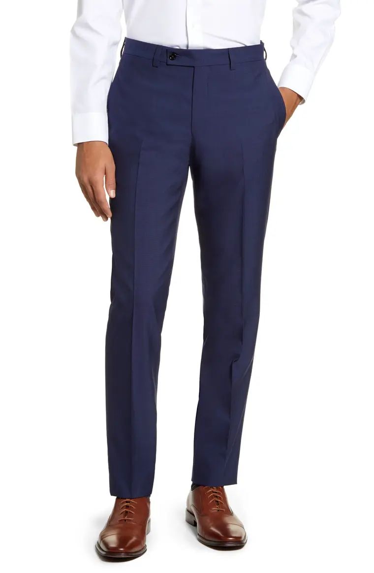 Jefferson Flat Front Solid Wool Trousers | Nordstrom