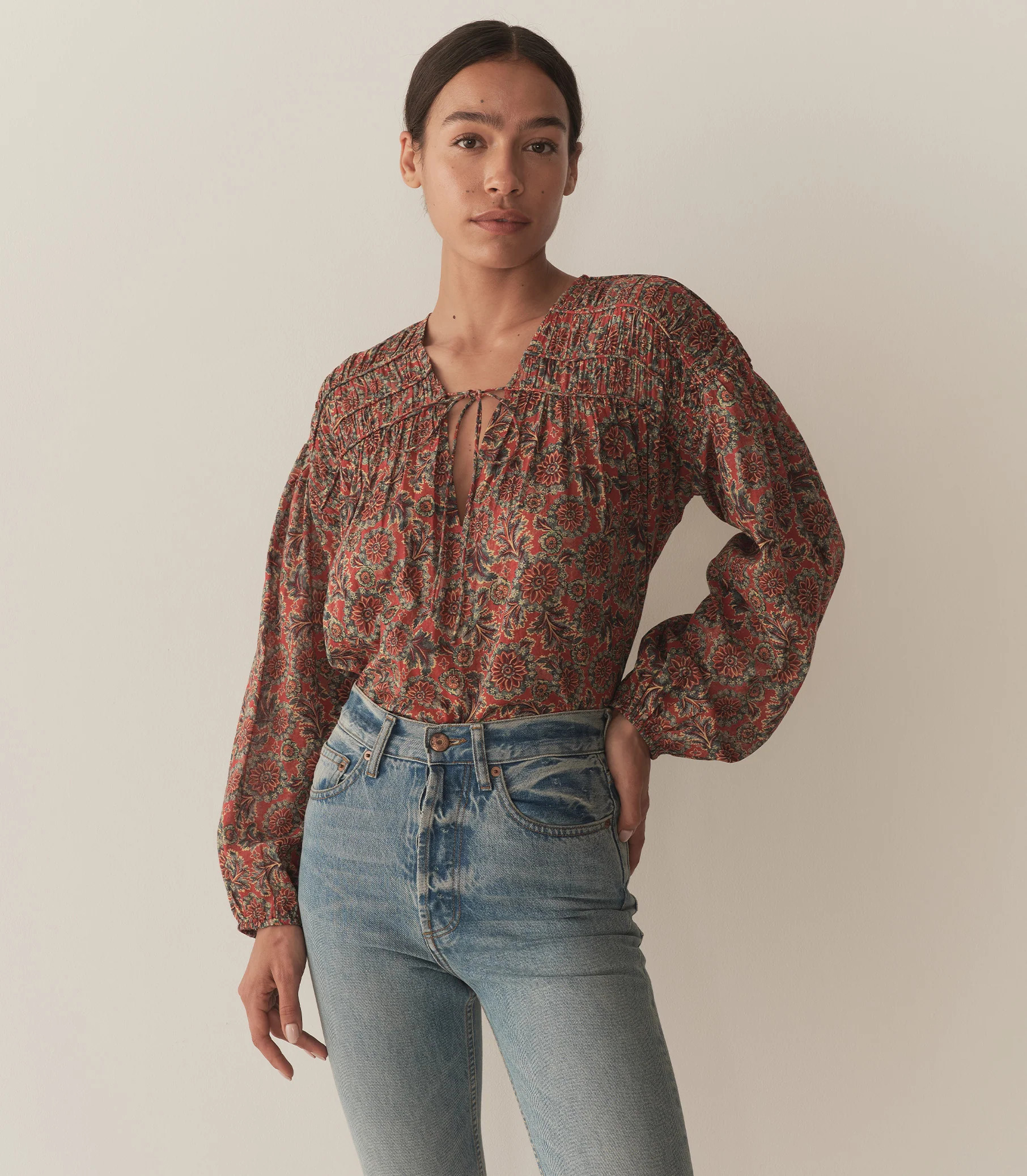 Renelle Top - L'Orange Soleil Fleurit | DÔEN | DOEN